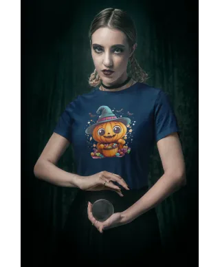 Koszulka damska Halloween dzień dyni Dynia z kapeluszem czarownicy