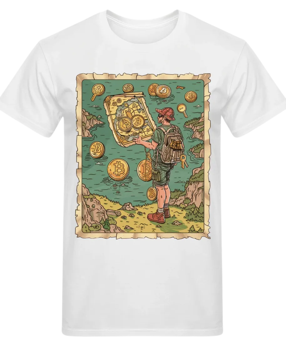 Koszulka męska z bitcoinem mapa skarbów Bitcoin kryptowalut T-shirt męski Koszulka męska z bitcoinem mapa skarbów Bitcoin kryptowalut T-shirt męski