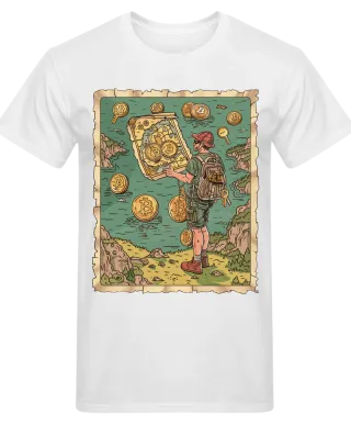 Koszulka męska z bitcoinem mapa skarbów Bitcoin kryptowalut T-shirt męski