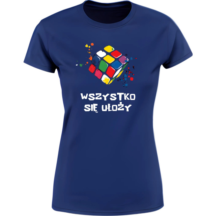 Koszulka damska Kolorowa Kostka Rubika - Wszystko się ułoży t-shirt damska