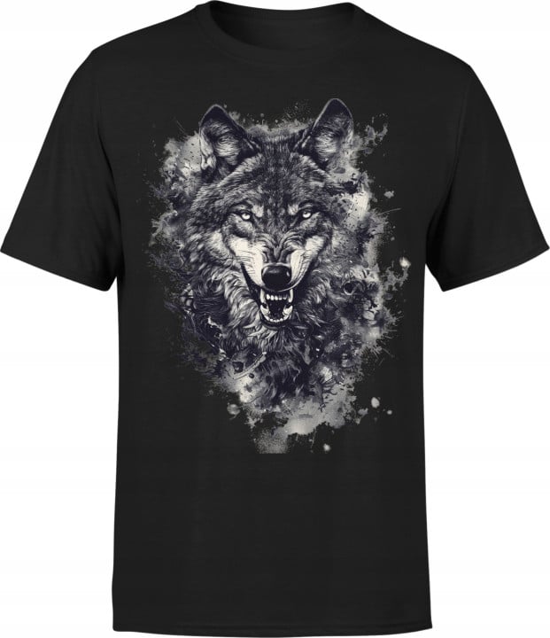 Koszulka męska z wilkiem Groźny Silny Niezależny Wilk prezent T-shirt męski