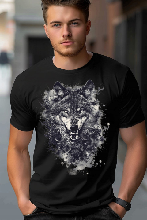 Koszulka męska z wilkiem Groźny Silny Niezależny Wilk prezent T-shirt męski — zdjęcie 2