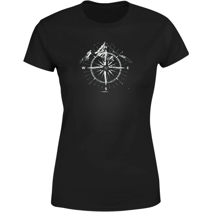 Koszulka damska z Kompasem i Górami Idealna dla Miłośników Podróży T-shirt