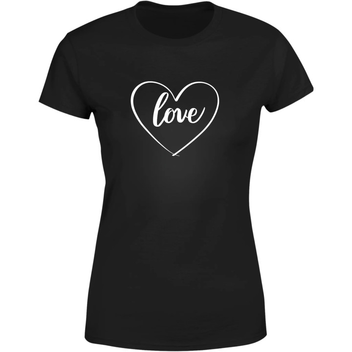 Koszulka damska z białym Sercem i Napisem LOVE Stylowa modna T-shirt damski