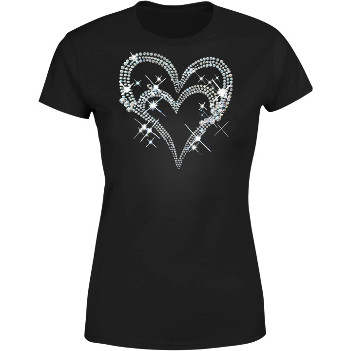 Koszulka damska z Kryształkowym Sercem Połyskująca i Stylowa T-shirt damski