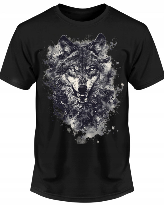 Koszulka męska z wilkiem Groźny Silny Niezależny Wilk prezent T-shirt męski — zdjęcie 4