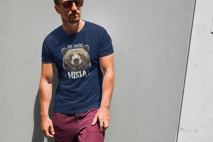 Koszulka męska NIE DRAŻNIJ MISIA śmieszna prezent dla faceta T-shirt — zdjęcie 3