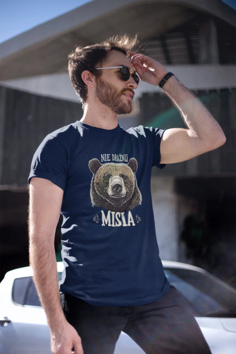 Koszulka męska NIE DRAŻNIJ MISIA śmieszna prezent dla faceta T-shirt — zdjęcie 4