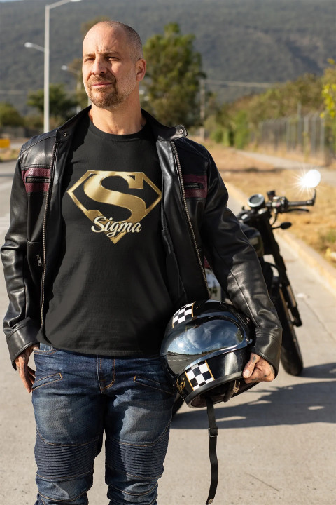 Koszulka męska SUPER SIGMA symbol sukcesu i wybitności prezent t-shirt — zdjęcie 2