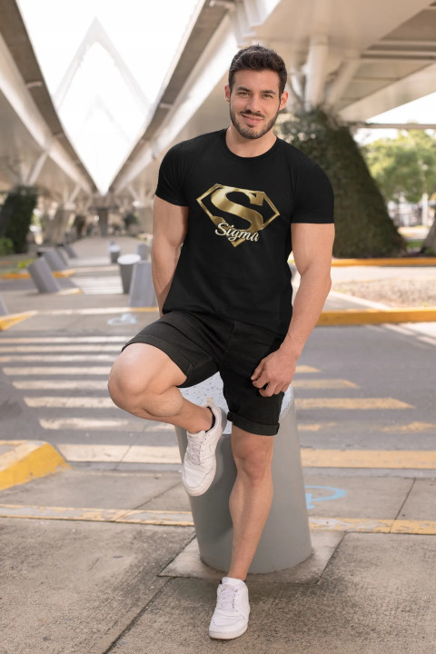 Koszulka męska SUPER SIGMA symbol sukcesu i wybitności prezent t-shirt — zdjęcie 4