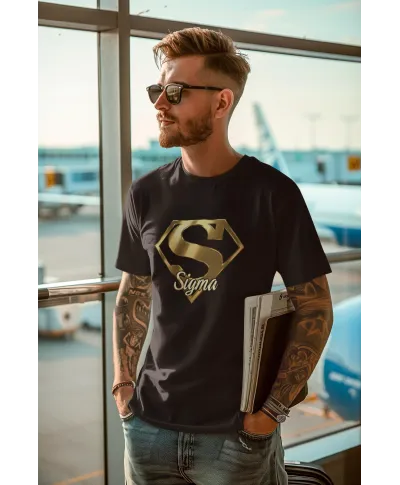 Koszulka męska SUPER SIGMA symbol sukcesu i wybitności prezent t-shirt