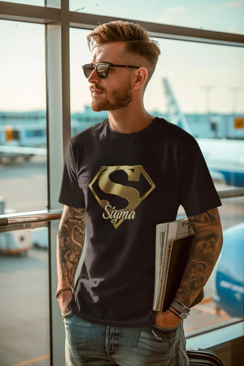 Koszulka męska SUPER SIGMA symbol sukcesu i wybitności prezent t-shirt — zdjęcie 5
