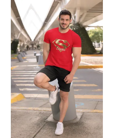 Koszulka męska SUPER SIGMA symbol sukcesu i wybitności prezent t-shirt