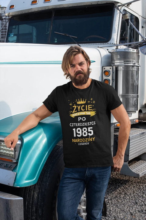 Koszulka męska prezent na 40 urodziny życie zaczyna się po 40 T-shirt męski — zdjęcie 5
