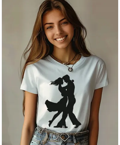 Koszulka damska para tancerzy w objęciach T-shirt damski