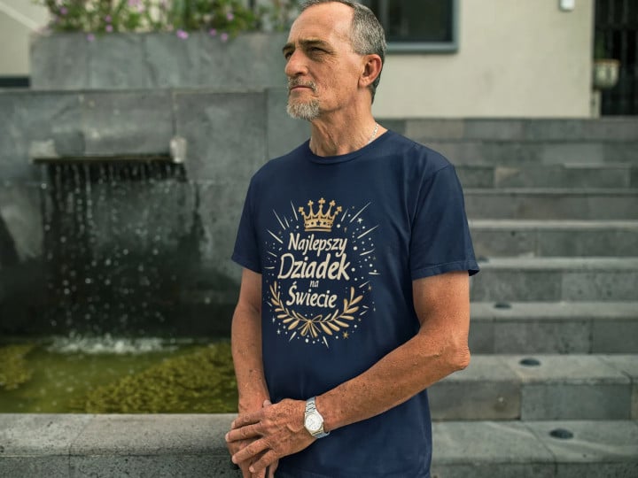 Koszulka męska Najlepszy Dziadek na Świecie korona prezent na Dzień Dziadka — zdjęcie 2
