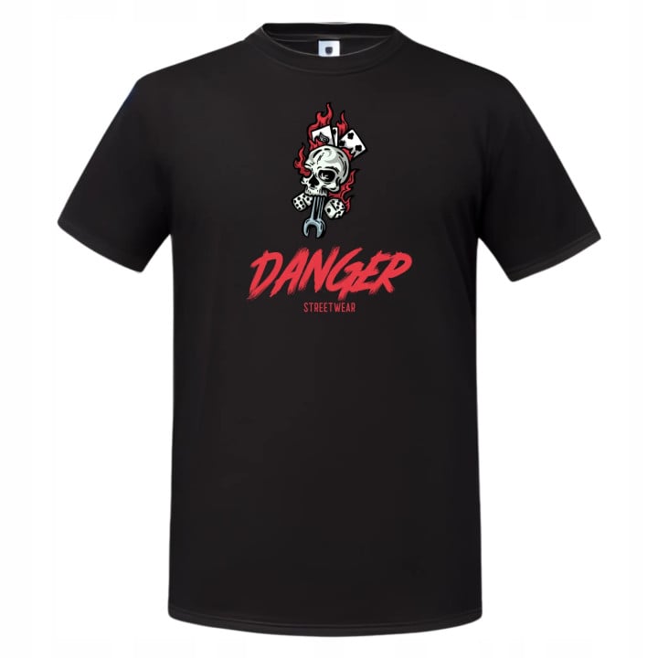 Koszulka męska Danger Streetwear - Czaszka i Płomienie t-shirt