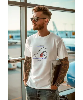 Koszulka męska Rekin pożerający człowieka Everything Is OK śmieszny t-shirt