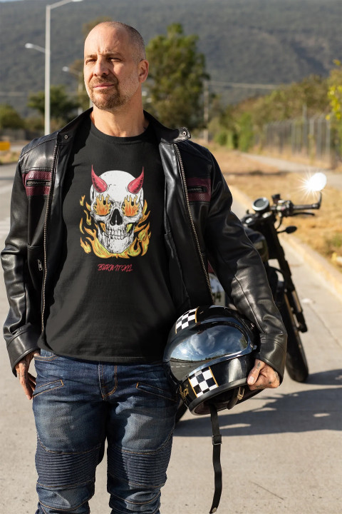 Koszulka męska Burn It All - Czaszka w Płomieniach t-shirt — zdjęcie 3