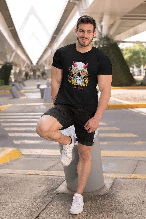 Koszulka męska Burn It All - Czaszka w Płomieniach t-shirt — zdjęcie 5