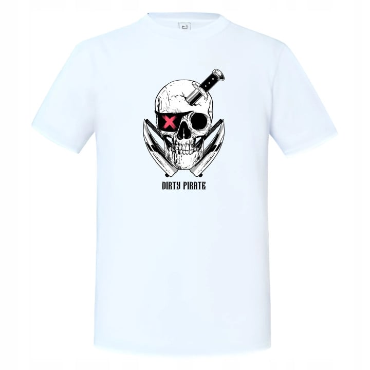 Koszulka męska Skull X Dirty Pirate - Mroczna Czaszka z Nożem t-shirt