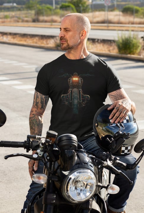 Koszulka męska dla motocyklisty Motocykl Vintage T-shirt męski — zdjęcie 4