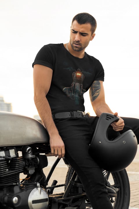 Koszulka męska dla motocyklisty Motocykl Vintage T-shirt męski — zdjęcie 5