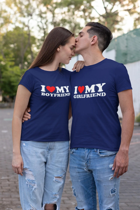 Zestaw koszulek dla par I LOVE MY GIRLFRIEND BOYFRIEND prezent Walentynki — zdjęcie 4