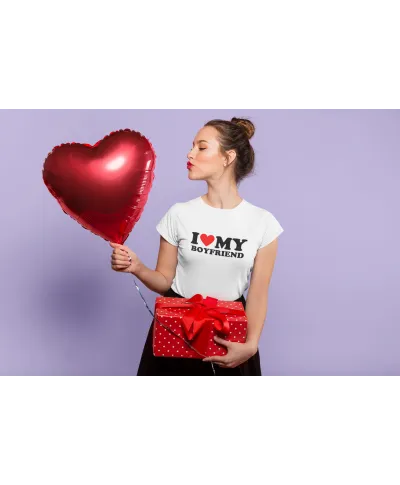 Koszulka damska I LOVE MY BOYFRIEND prezent dla niej na walentynki