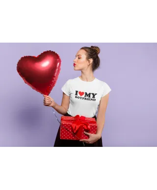 Koszulka damska I LOVE MY BOYFRIEND prezent dla niej na walentynki