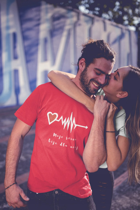 Koszulka męska Moje Serce Bije dla Niej romantyczny prezent na walentynki — zdjęcie 7