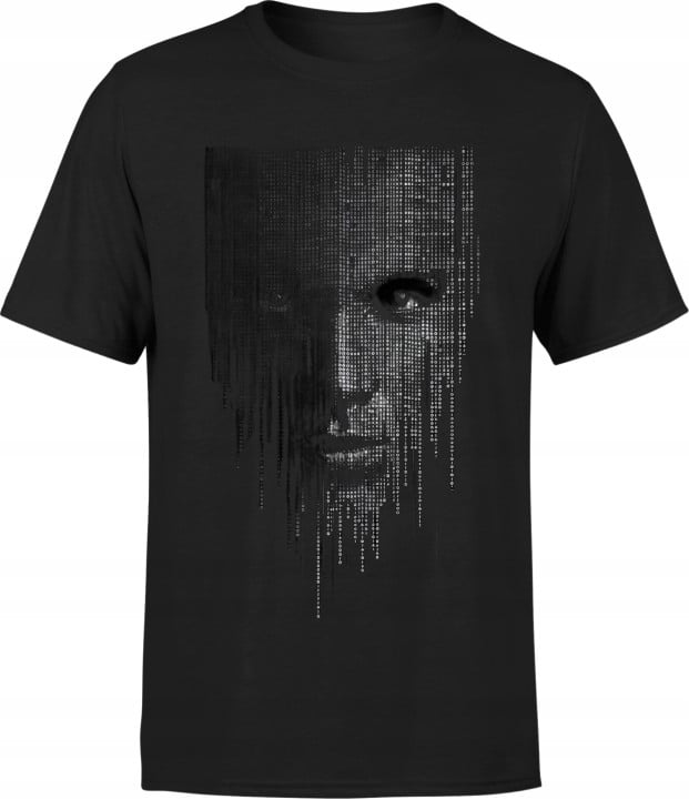 Koszulka męska Cyber Twarz cyfrowy deszcz T-shirt męski
