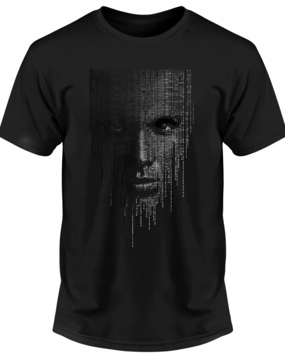 Koszulka męska Cyber Twarz cyfrowy deszcz T-shirt męski — zdjęcie 2
