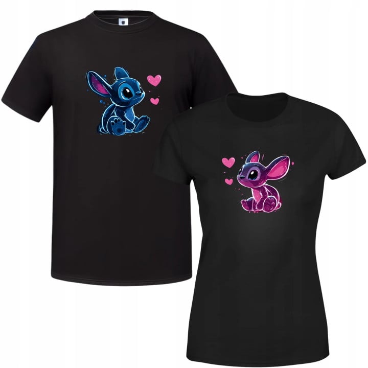 Zestaw koszulek dla par Stitch Angel prezent na Walentynki
