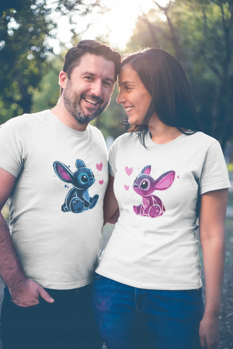Koszulka damska zakochana Angel bajka Stitch Walentynkowy prezent dla Niej — zdjęcie 2