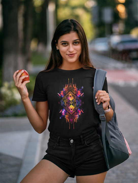 Koszulka damska Geometryczny wzór abstrakcyjny T-shirt damski — zdjęcie 3