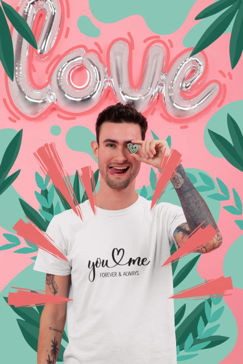 Koszulka męska You & Me - Forever & Always prezent na walentynki — zdjęcie 4