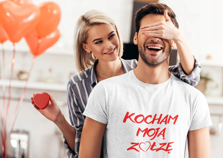 Koszulka męska Kocham Moją ZOŁZĘ z sercem prezent dla niego na walentynki — zdjęcie 6