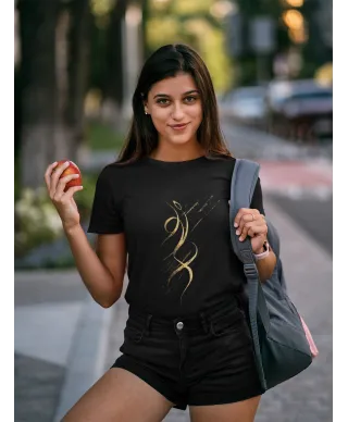 Koszulka damska z abstrakcyjnym eleganckim złotym wzorem T-shirt damski