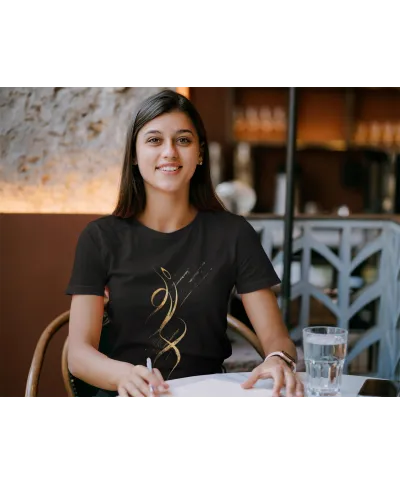 Koszulka damska z abstrakcyjnym eleganckim złotym wzorem T-shirt damski