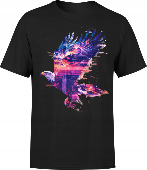 Koszulka męska artystyczny nowoczesny wzór orzeł w locie T-shirt męski