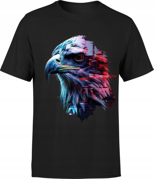 Koszulka męska artystyczny nowoczesny wzór cyfrowy orzeł T-shirt męski