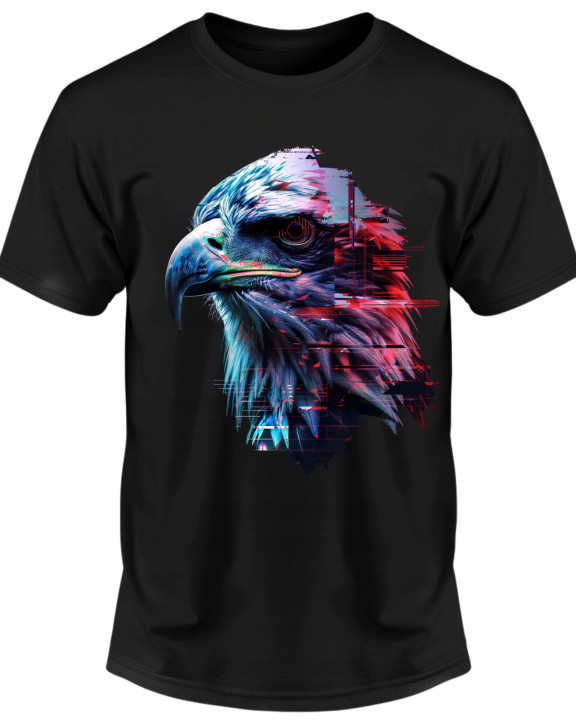 Koszulka męska artystyczny nowoczesny wzór cyfrowy orzeł T-shirt męski — zdjęcie 2
