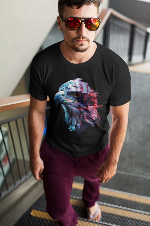 Koszulka męska artystyczny nowoczesny wzór cyfrowy orzeł T-shirt męski — zdjęcie 3