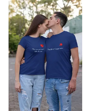 Zestaw koszulek dla par Serce z Puzzli prezent na Walentynki