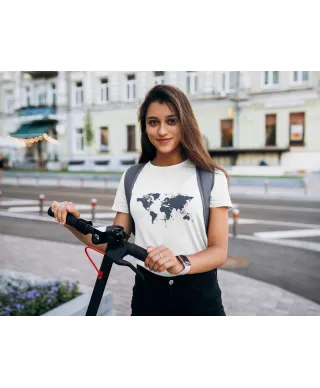 Koszulka damska mapa świata kompas dla podróżnika T-shirt damski