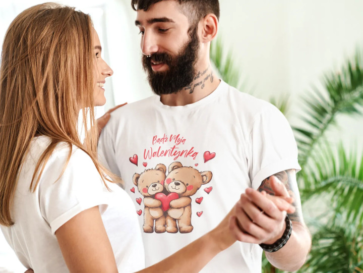 Koszulka męska Bądź Moją Walentynką - Misie z sercem na walentynki — zdjęcie 18