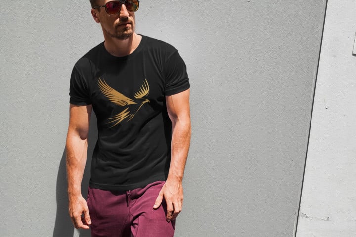 Koszulka męska Złoty Orzeł w locie elegancki T-shirt męski — zdjęcie 4