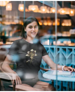 Koszulka damska Złoty Kwiat subtelny elegancki t-shirt damski