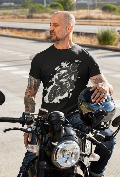 Koszulka męska Motocykl Prędkość Adrenalina dla motocyklisty T-shirt męski — zdjęcie 3